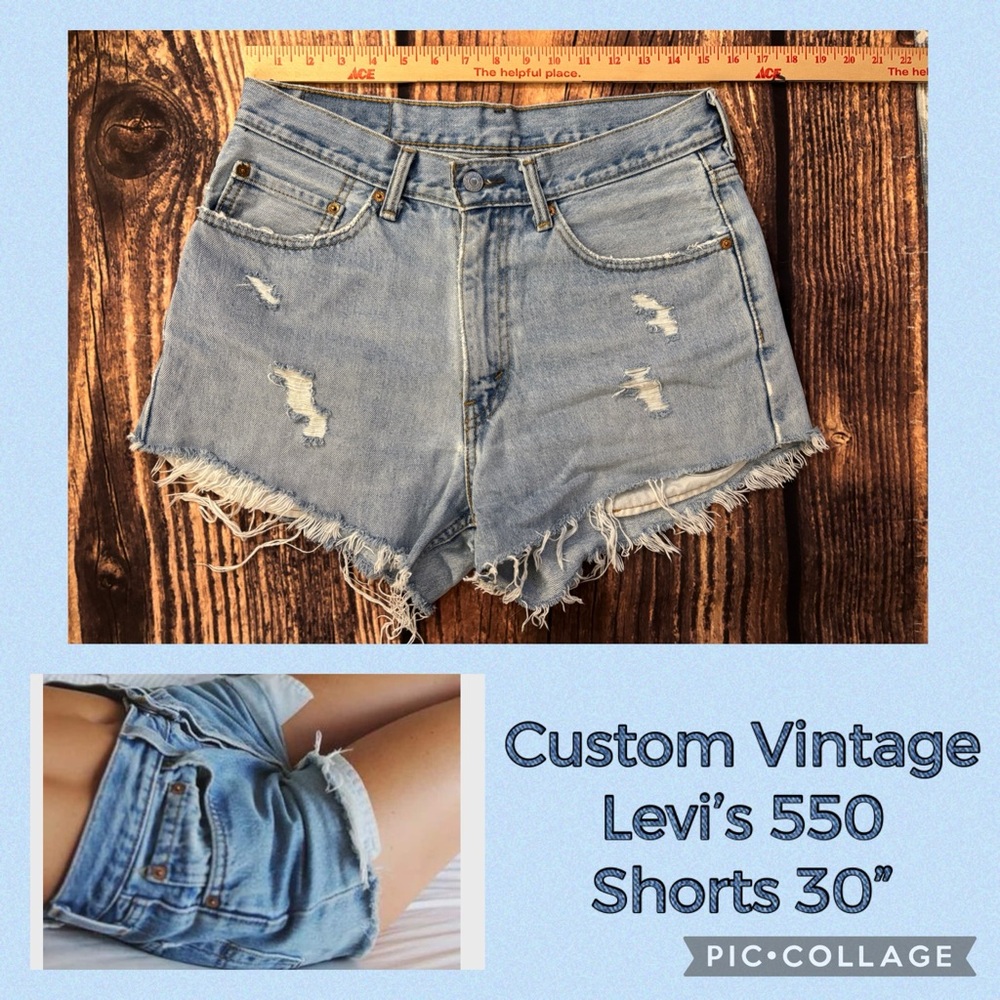 Levi’s Vintage 550 501 Light Wash Denim Jean Cutoff Shorts Fire Gypsy Vintage